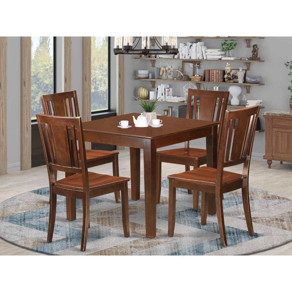 Back. East West Furniture - 5 PC Kitchen Tables and chair set with a Dining Table and 4 Dining Chairs in Mahogany - Mahogany.