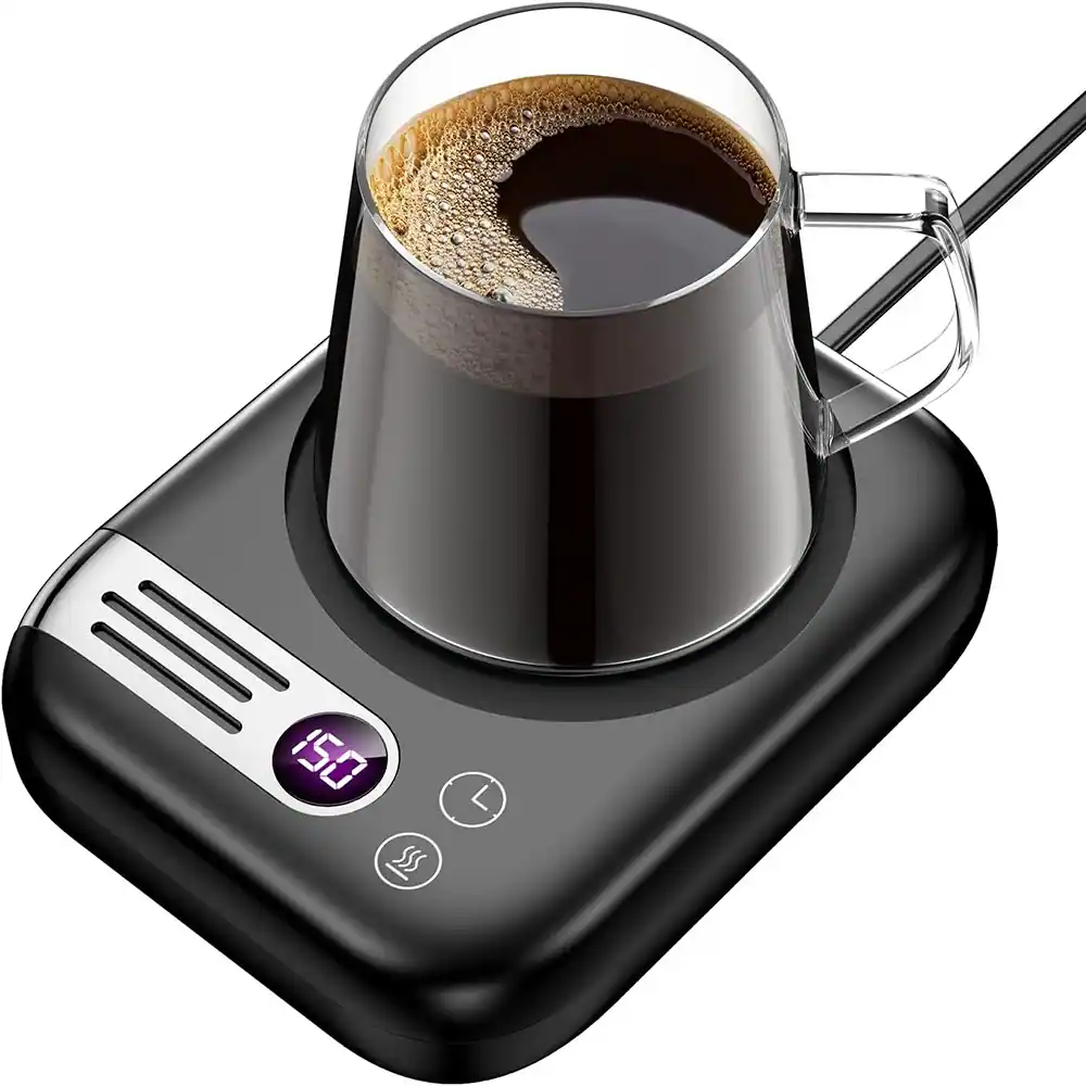 Schertz - Aluminum Coffee Mug Warmer with 3 Temp Settings and Auto Shut-Off - Black