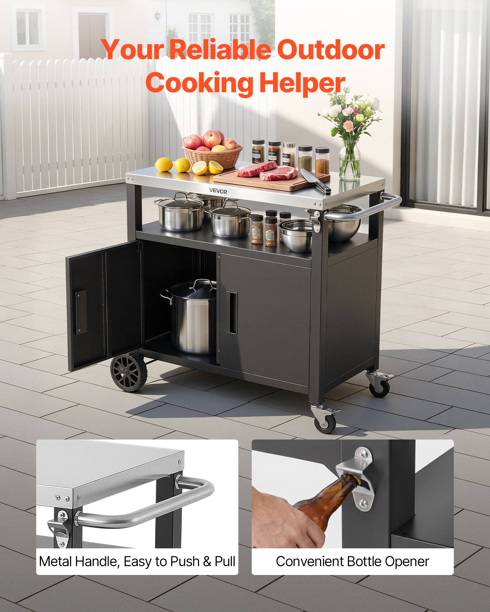 Your Reliable Outdoor Cooking Helper

VEVOR Metal Handle, Easy to Push & Pull Convenient Bottle Opener