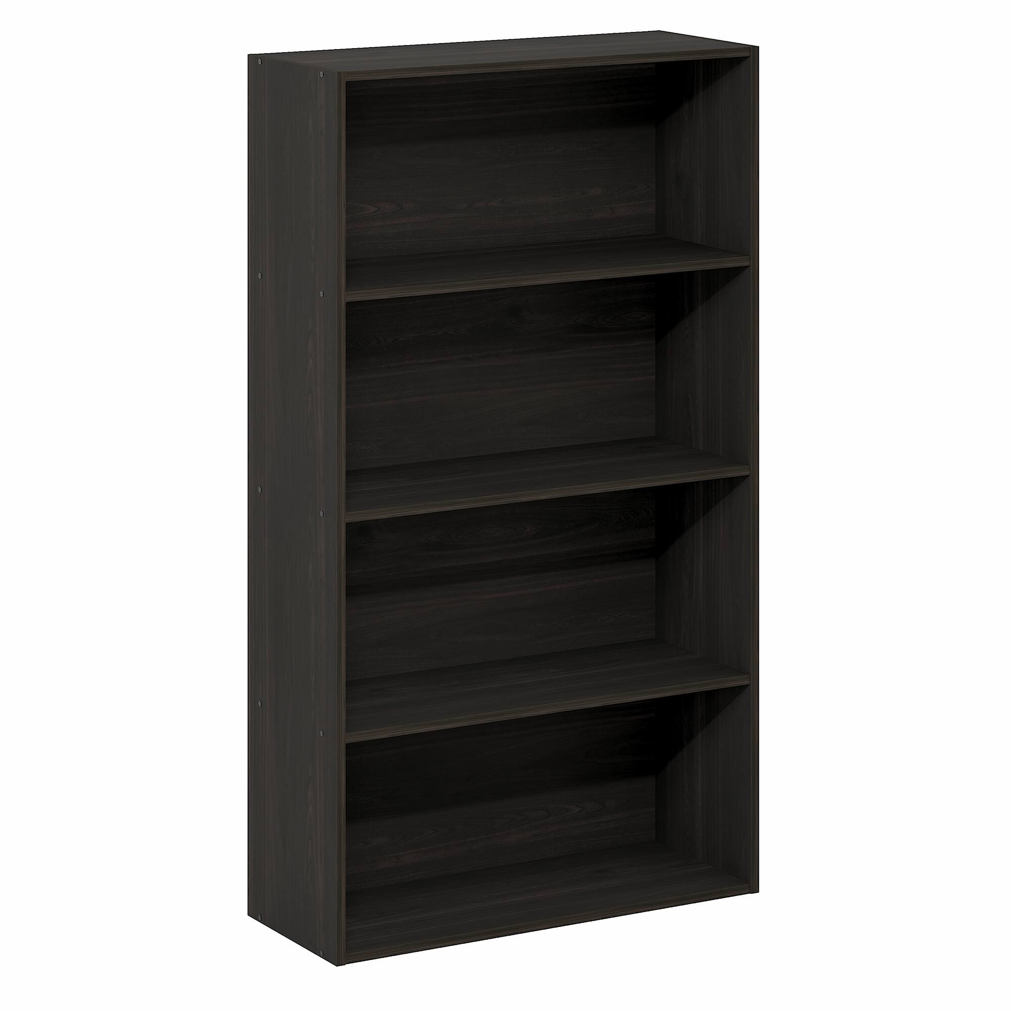 Alt View 4. Furinno - JAYA Book Shelf, 4-Tier Book Shelf, Bookcase with Open Shelving, Standing Bookshelf, 9.5 x 23.6 x 41.9 - Espresso.
