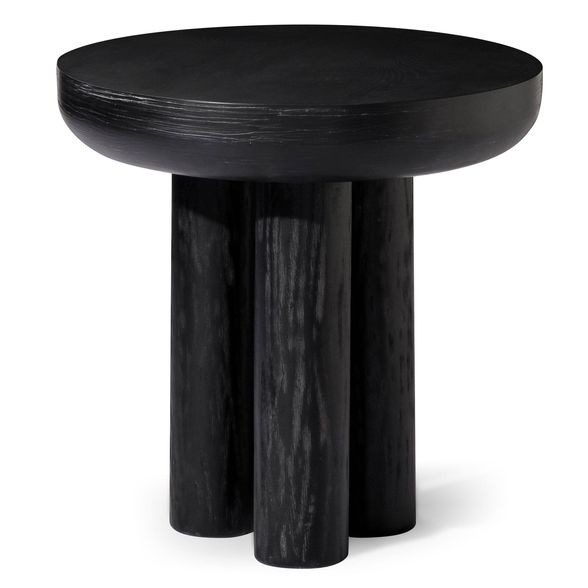 Alt View 1. Maven Lane - Maven Lane Owen Rustic 19" Round Wooden Side Table End Table, Aged Black - Aged Black.