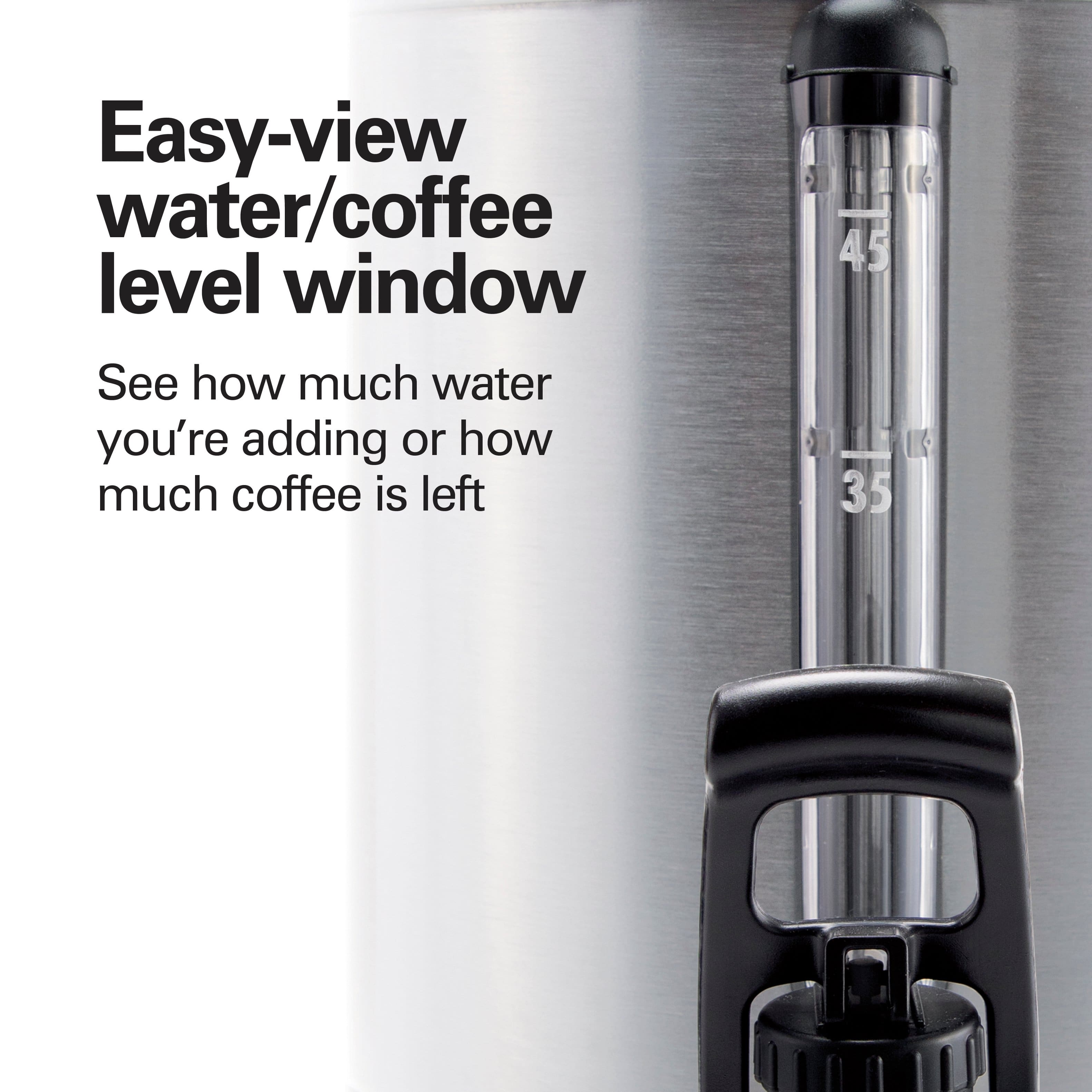 Easy-view water/coffee level window
See how much water you're adding or how much coffee is left