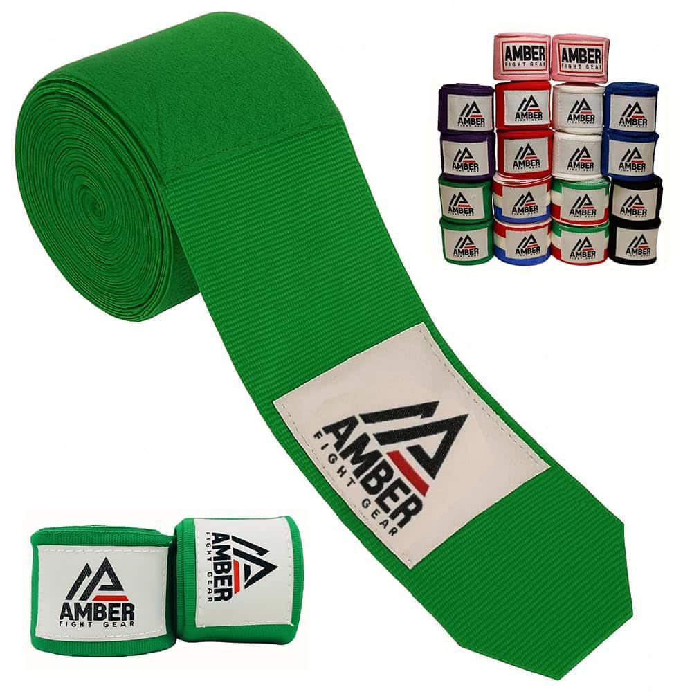 Amber Sporting Goods - Amber Fight Gear Semi Elastic 180" Handwraps, Boxing/Kickboxing/MMA, Pair - Green