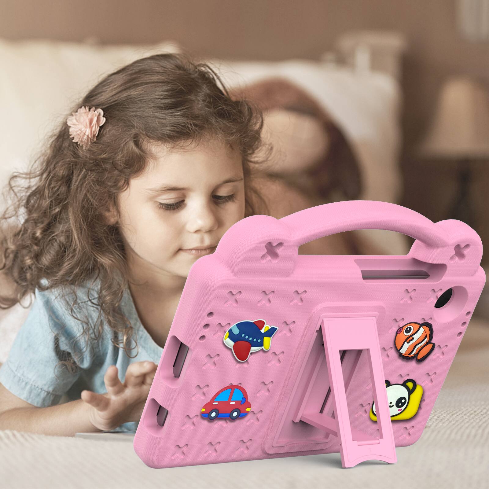 Alt View 3. UUCOVER - Kids Case for Samsung Galaxy Tab A11 8.7-inch 2025 (SM-X130/X133/X135),Shockproof EVA Case Handle Adjustable Stand Cover - Pink.