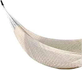 LIVEVIE - Mayan Double Hammock 118x86 in, Cotton with Nylon Harness, Carry Pouch, Indoor/Outdoor, Rainbow