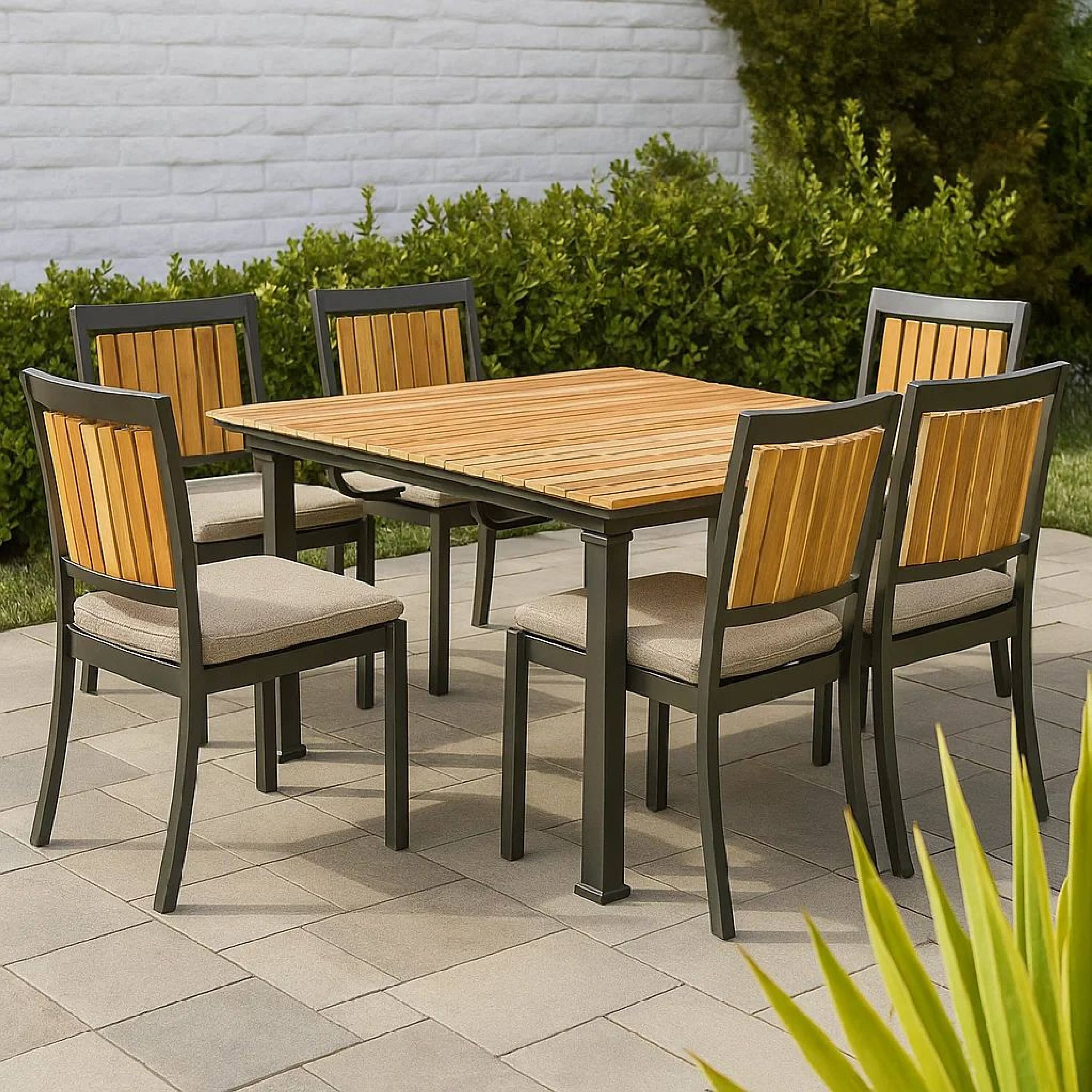 Alt View 7. Manhattan Lane - Ankia 62-84 Inch Outdoor Extendable Dining Table, Aluminium, Brown - Brown, Black.
