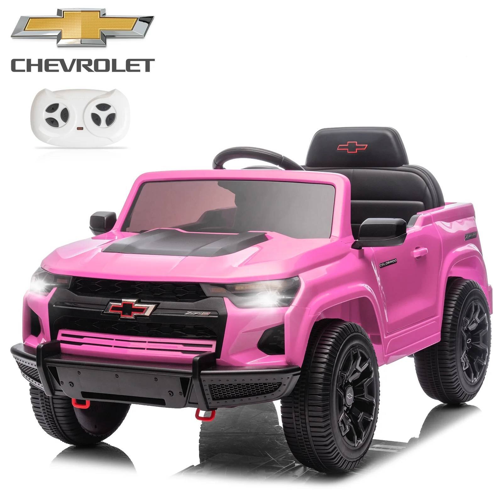 Front. Winado - 12V Kids Ride On Car, Licensed Chevrolet Colorado Powered Electric Car w/Remote - Pink.