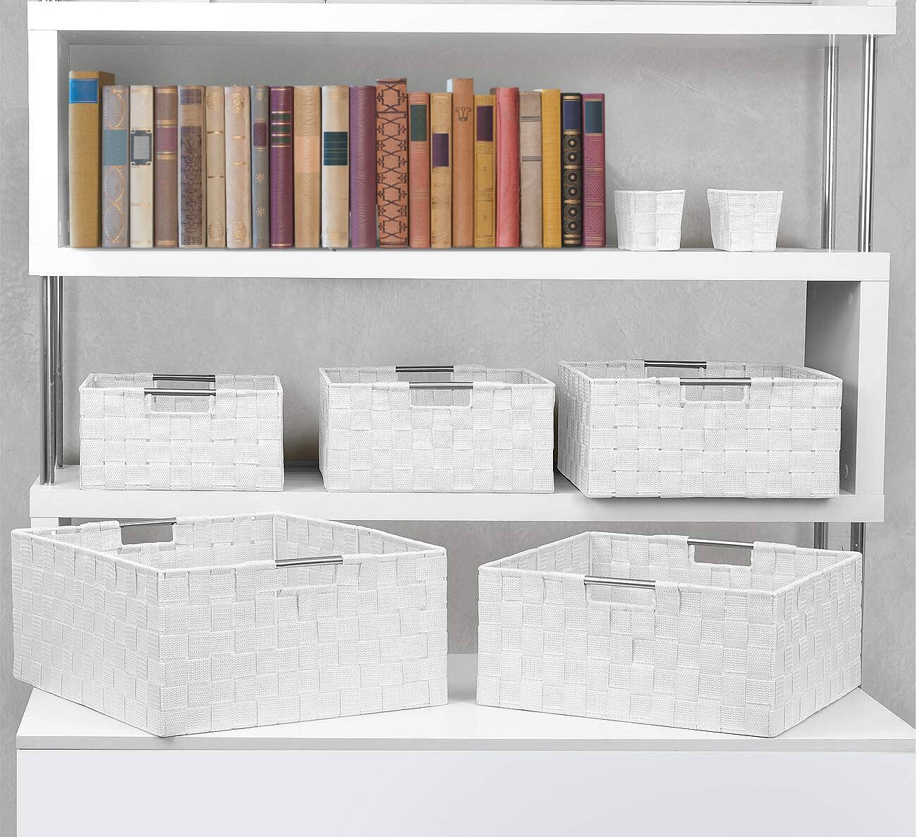 Alt View 2. Sorbus - Sorbus 7 Piece Storage Baskets for Organizing , Mesh, Linen, Organizer Storage Baskets for Home or Office - White.
