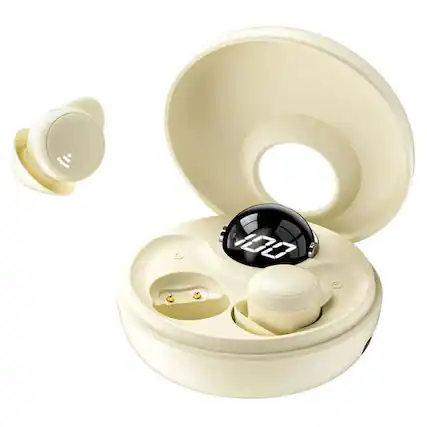 Front. PRIMEPLUS - MY002UN Ultra-Light Wireless Earbuds for Side Sleepers, Bluetooth 5.3 Sleep Headphones, Noise Isolation, Comfort Fit.