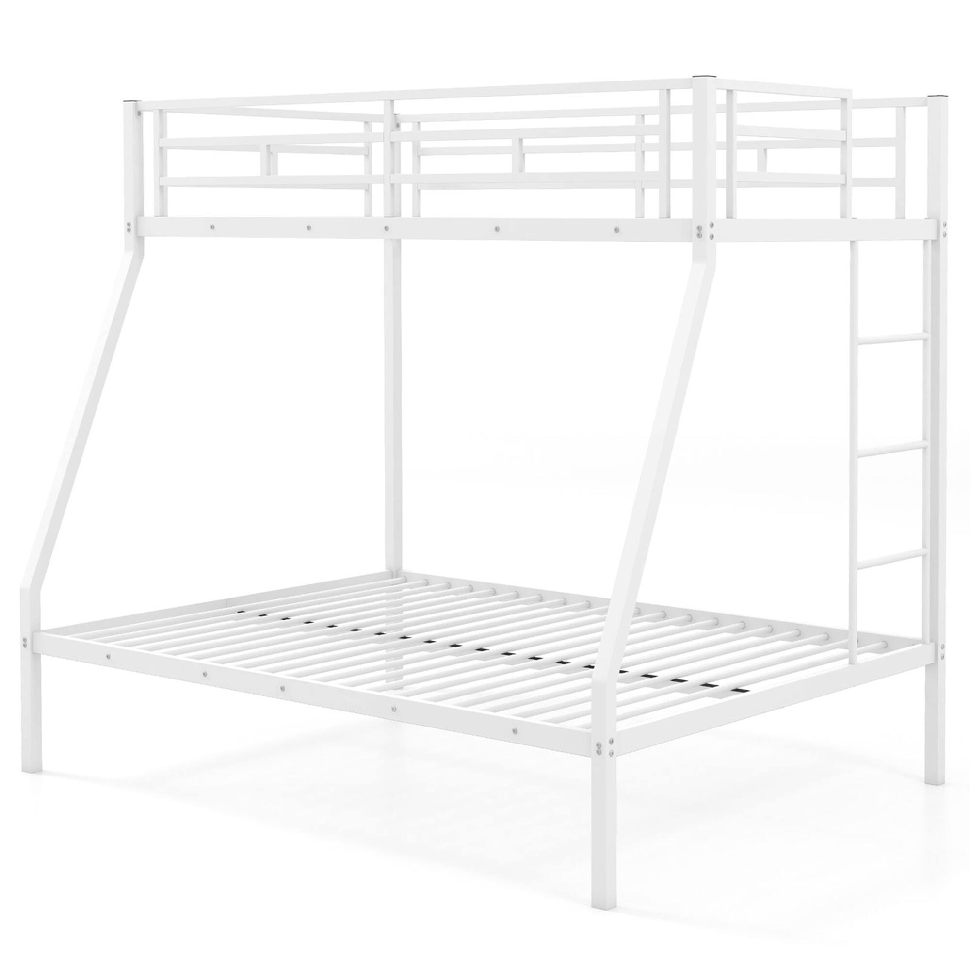 Alt View 9. Costway - Costway Twin Over Full Metal Bunk Bed with Integrated Ladder Full-length Guardrail - White.