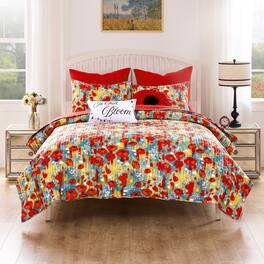 BreeBe - Poppies Quilt Set - 2 Piece Twin/XL - Red