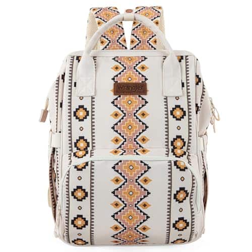 Vulpecula Spade - Wrangler Diaper Bag Backpack Aztec Travel Backpack Purses Western Multi-Function Baby Bags for Mom with Waterproof - *Tan