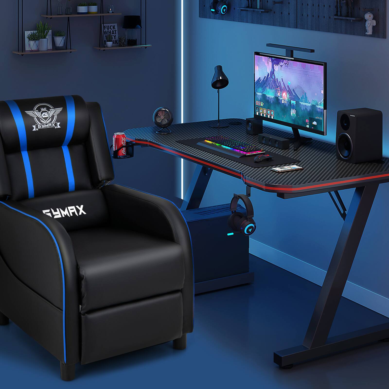 The text on the image reads "GYMAXI 1", which is likely a reference to a gaming chair or a gaming setup.