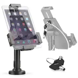 Pyle - Anti-Theft iPad Tablet Display Stand – Swivel, Rotation & Tilt Adjustable with Wall Mount - Gray