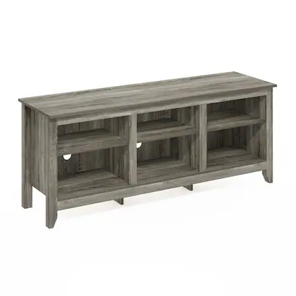Front. Furinno - Jensen TV Entertainment Center for TV up to 65 Inch - French Oak Grey.