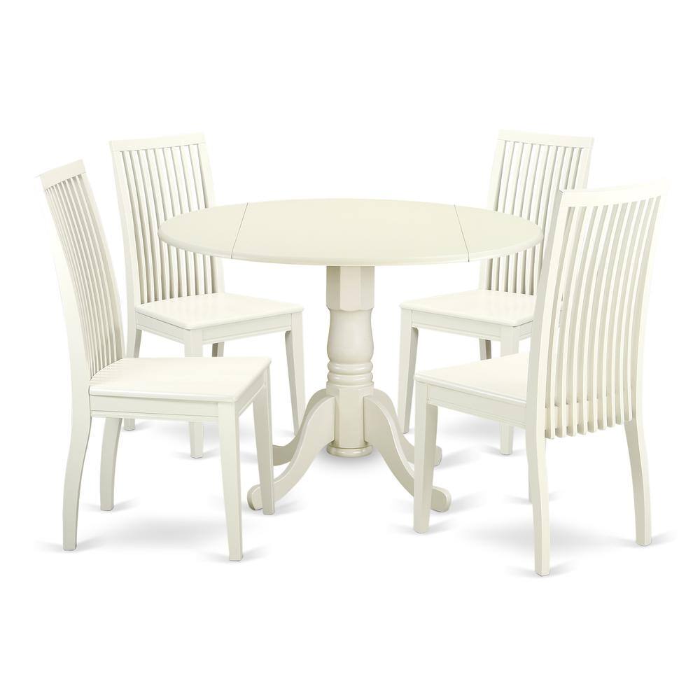 Back. East West Furniture - Dining Room Set Linen White - Brown.
