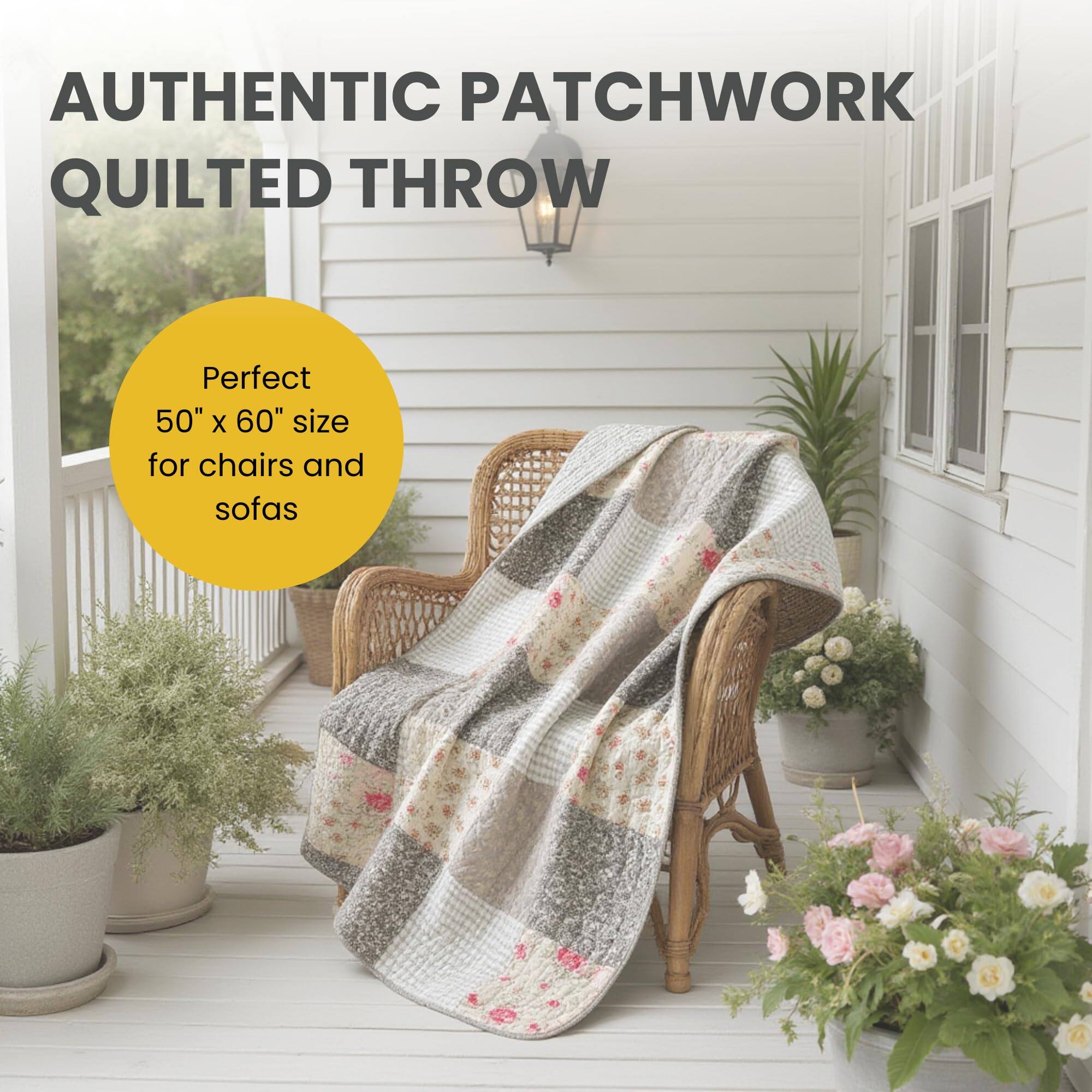 AUTHENTIC PATCHWORK QUILTED THROW

Perfect 50" x 60" size for chairs and sofas