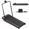 Front. KERDOM - 4 in 1 Climbing Treadmill with Handrail Handle Bar & Phone Holder, 15° Incline, 7.6MPH Speed, Low Noise Home Running Pad - Black.