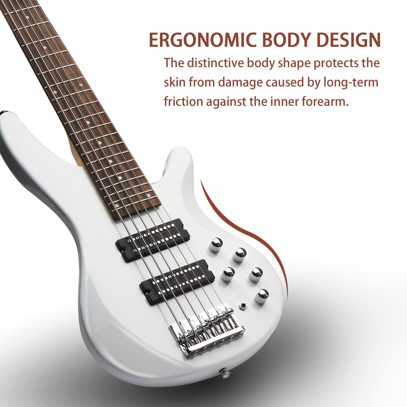 ERGONOMIC BODY DESIGN

The distinctive body shape protects the skin from damage caused by long-term friction against the inner forearm.