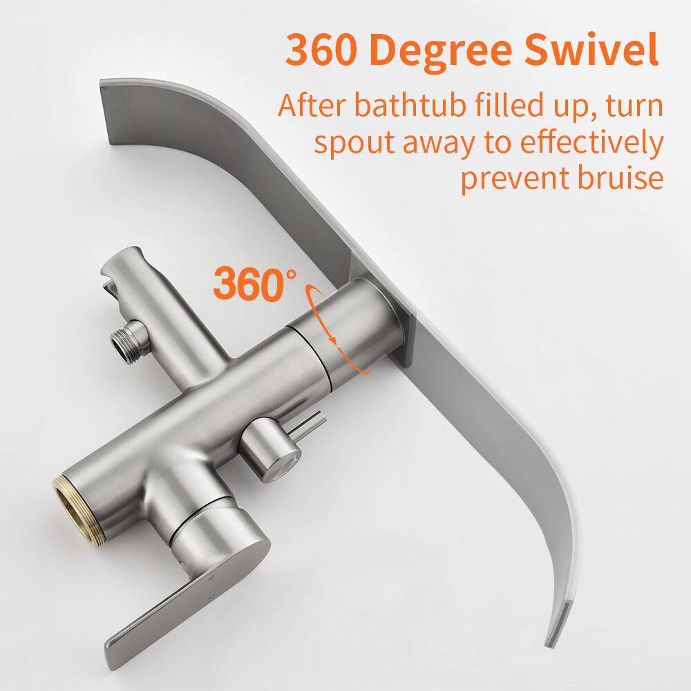 360 Degree Swivel

After bathtub filled up, turn spout away to effectively prevent bruise

360°