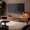 Front. luck idea - Extendable 78.54" Media Console TV Stand with Spacious Storage, Adjustable Entertainment Center for Living Room - Walnut color.
