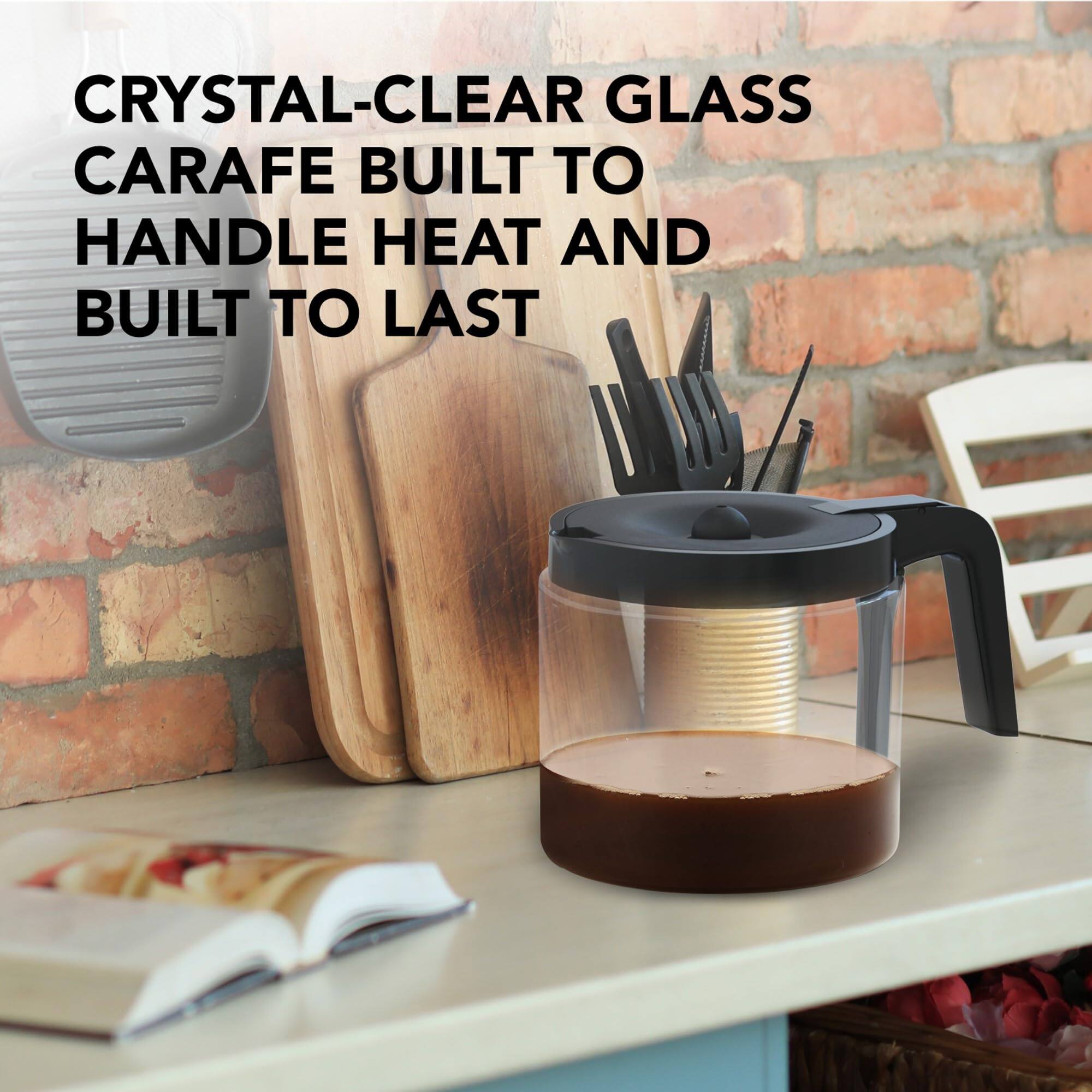 CRYSTAL-CLEAR GLASS CARAFE BUILT TO HANDLE HEAT AND BUILT TO LAST