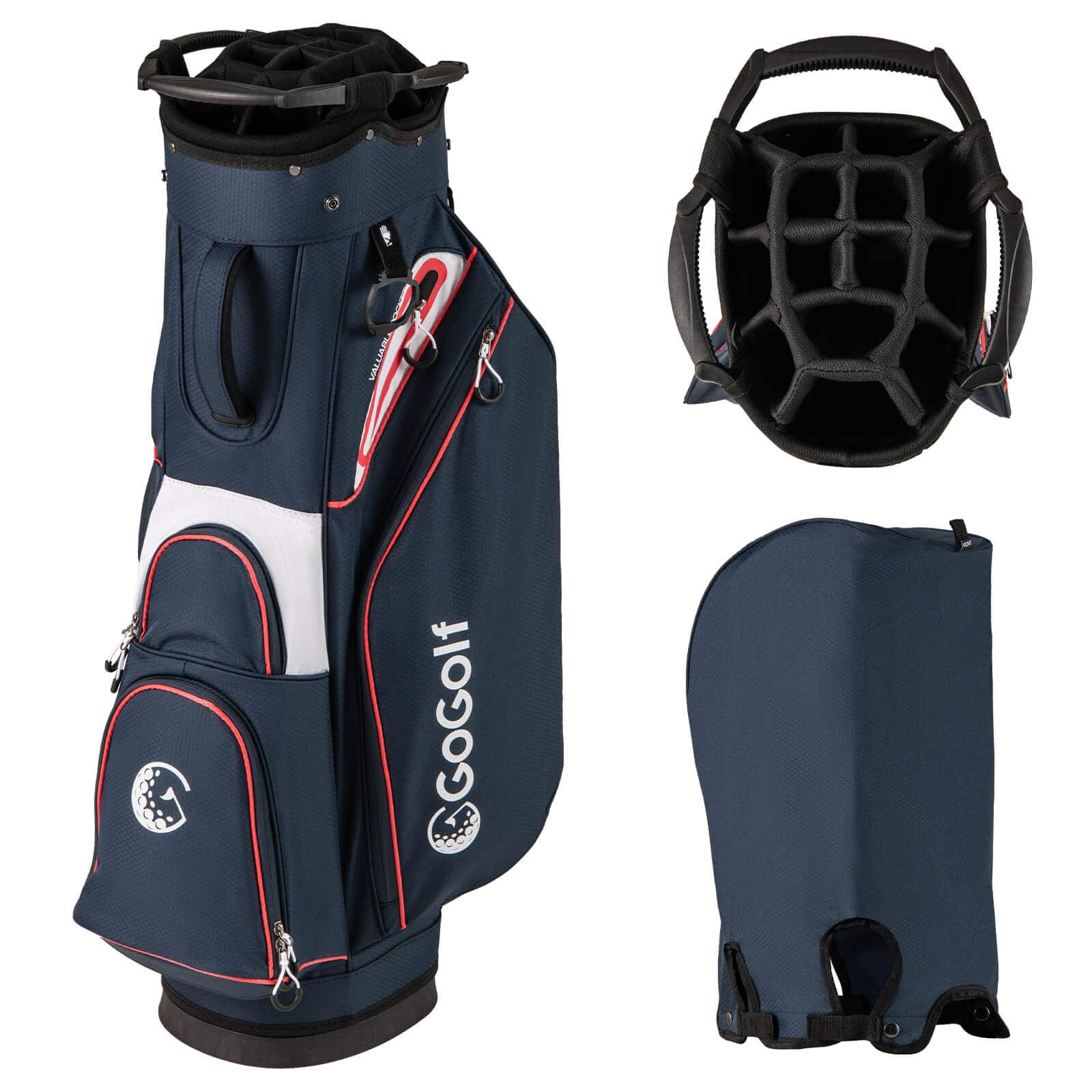 Costway - Golf Cart Bag Lightweight & Portable Golf Bag with 14-Way Top 6 Pockets Rain Hood - Navy