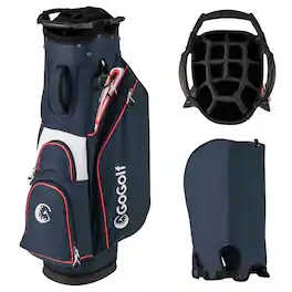 Costway - Golf Cart Bag Lightweight & Portable Golf Bag with 14-Way Top 6 Pockets Rain Hood - Navy