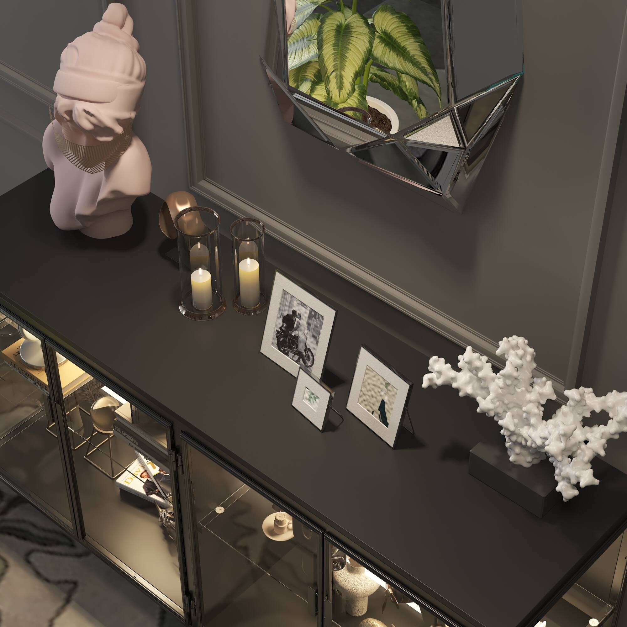 Alt View 7. Famapy - Famapy Modern Glass - Door Display Cabinet with Adjustable Lighting - Black.