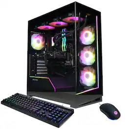 CyberPowerPC - Gaming Desktop - AMD Ryzen 9 9900X 2024 - AMD Radeon RX 9060 XT 16GB - 32GB DDR5 Memory - 2TB SSD Storage - Black
