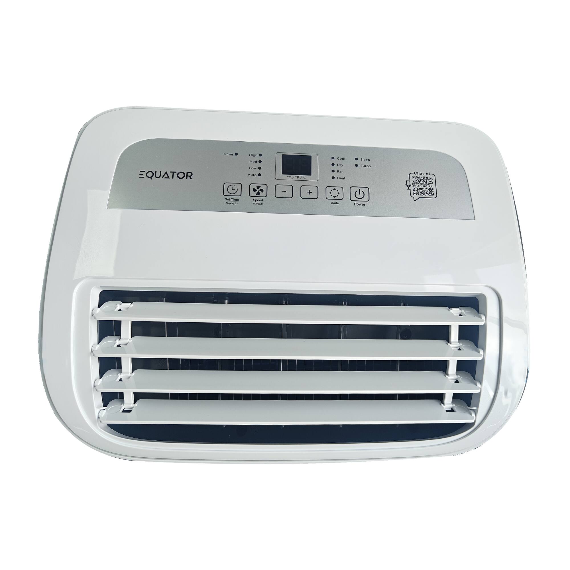 EQUATOR

Timer
High
Low
Auto

Set Time
Display

Cool
Dry
Fan
Power

Step
Turbo

Chat-AI