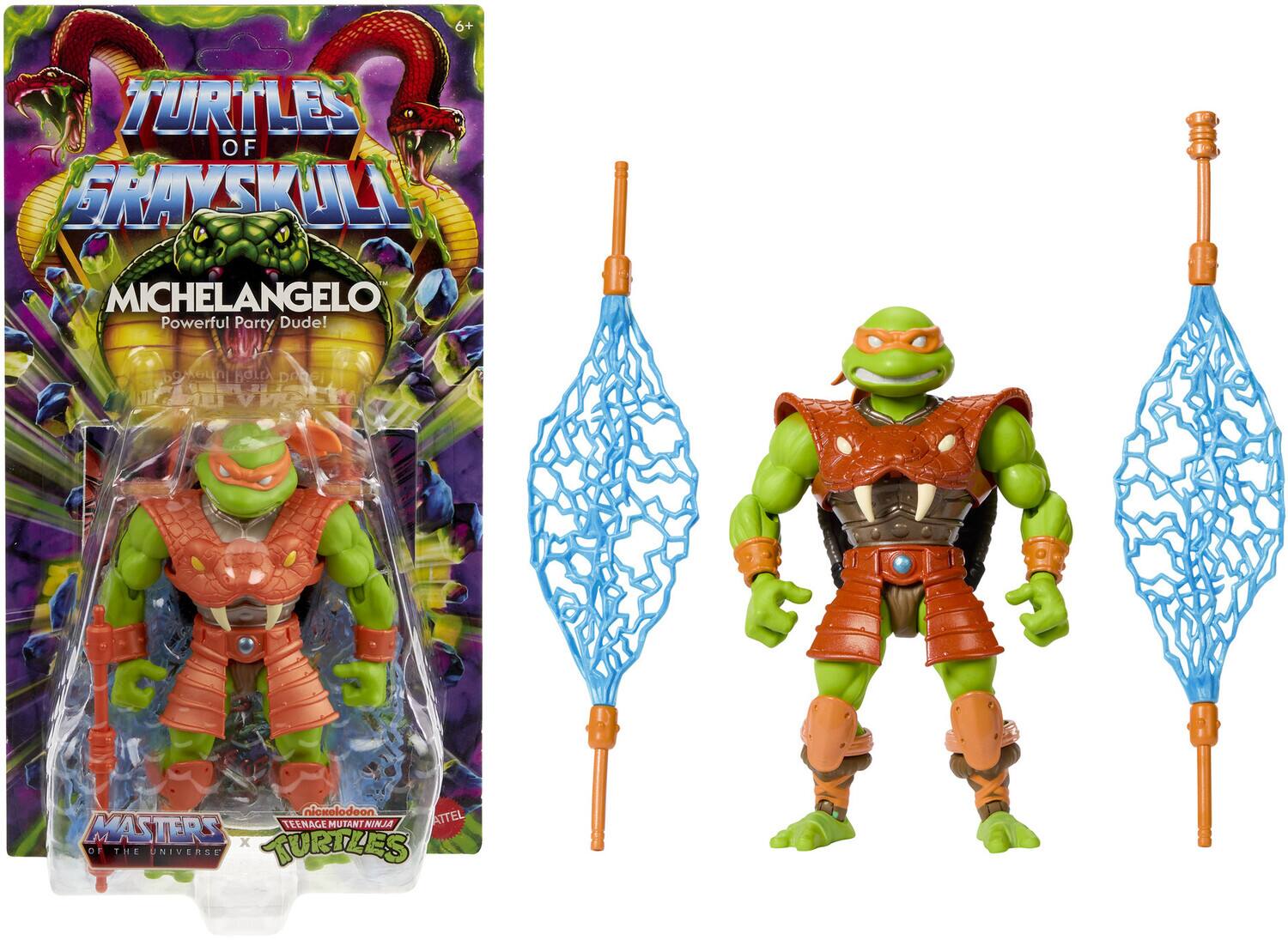 Mattel Collectible - Masters of the Universe Turtles of Grayskull Michelangelo (He-Man, MOTU, TMNT) - COLLECTIBLES