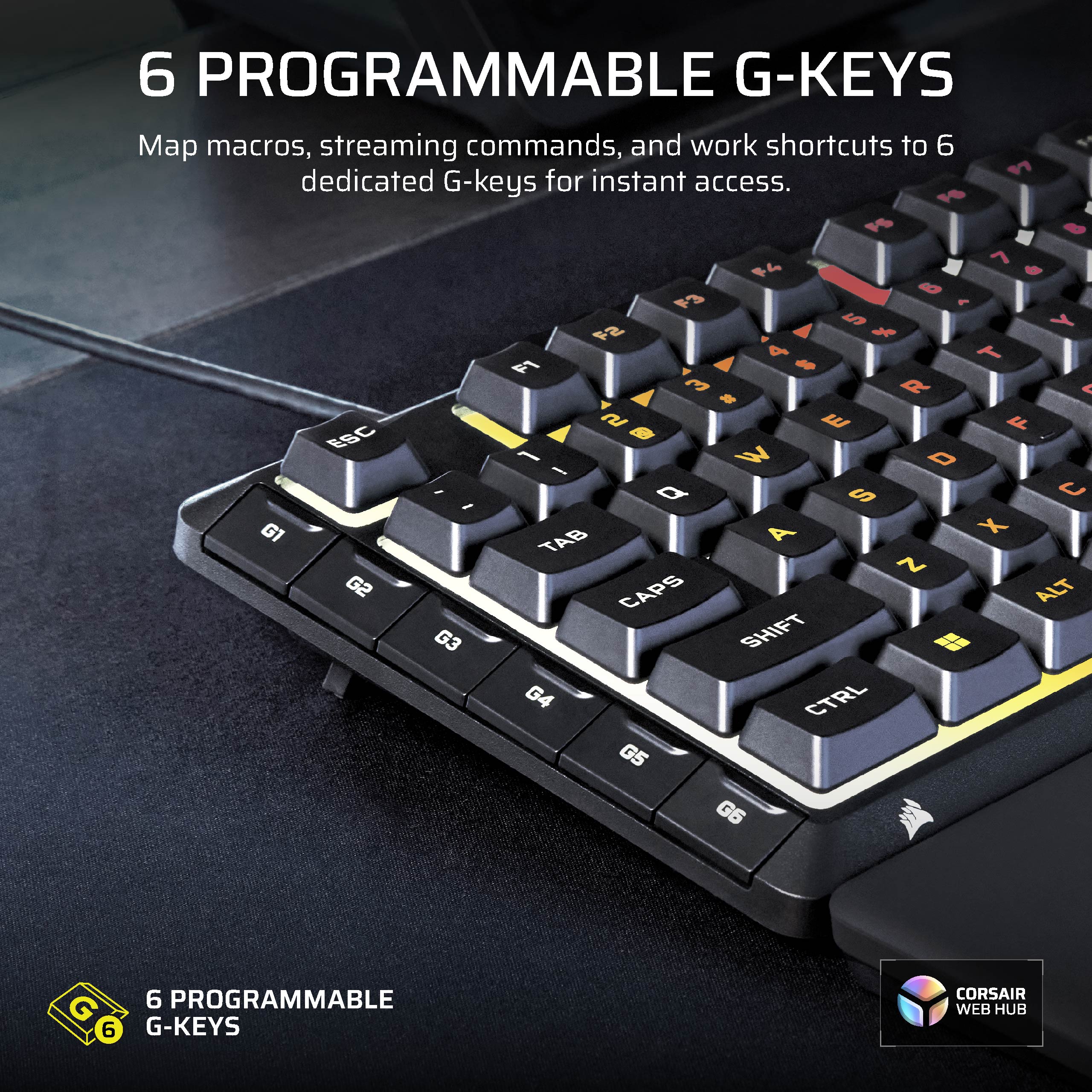 CORSAIR SKIFF 100 PLUS Gaming Keyboard – 10 Zone RGB – 100% Rotary