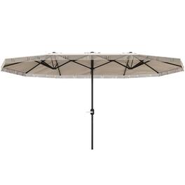 Outsunny - 15ft Extra Large Patio Umbrella with Fringe, UPF30+ Double-sided Market Umbrella with Easy Crank Handle, 2 Vents - Cream
