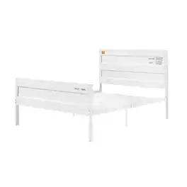 Manhattan Lane - Industrial Style Metal Full Size Bed with Straight Leg Support, White - White
