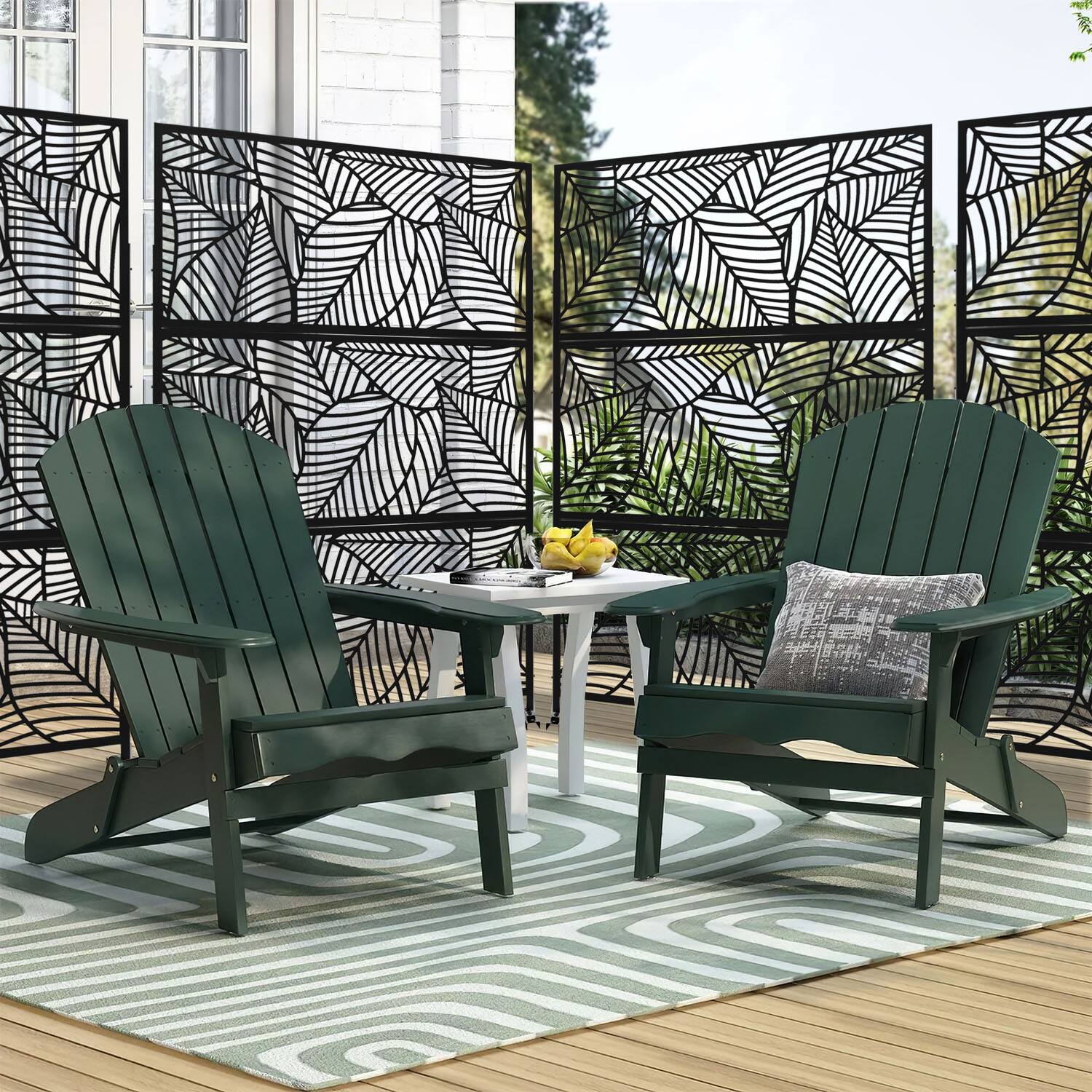 Alt View 4. PexFix - 72 in. x 47 in. Leaf Pattern Metal Outdoor Privacy Screen & Panels, Freestanding Garden Divider Fence - Black.