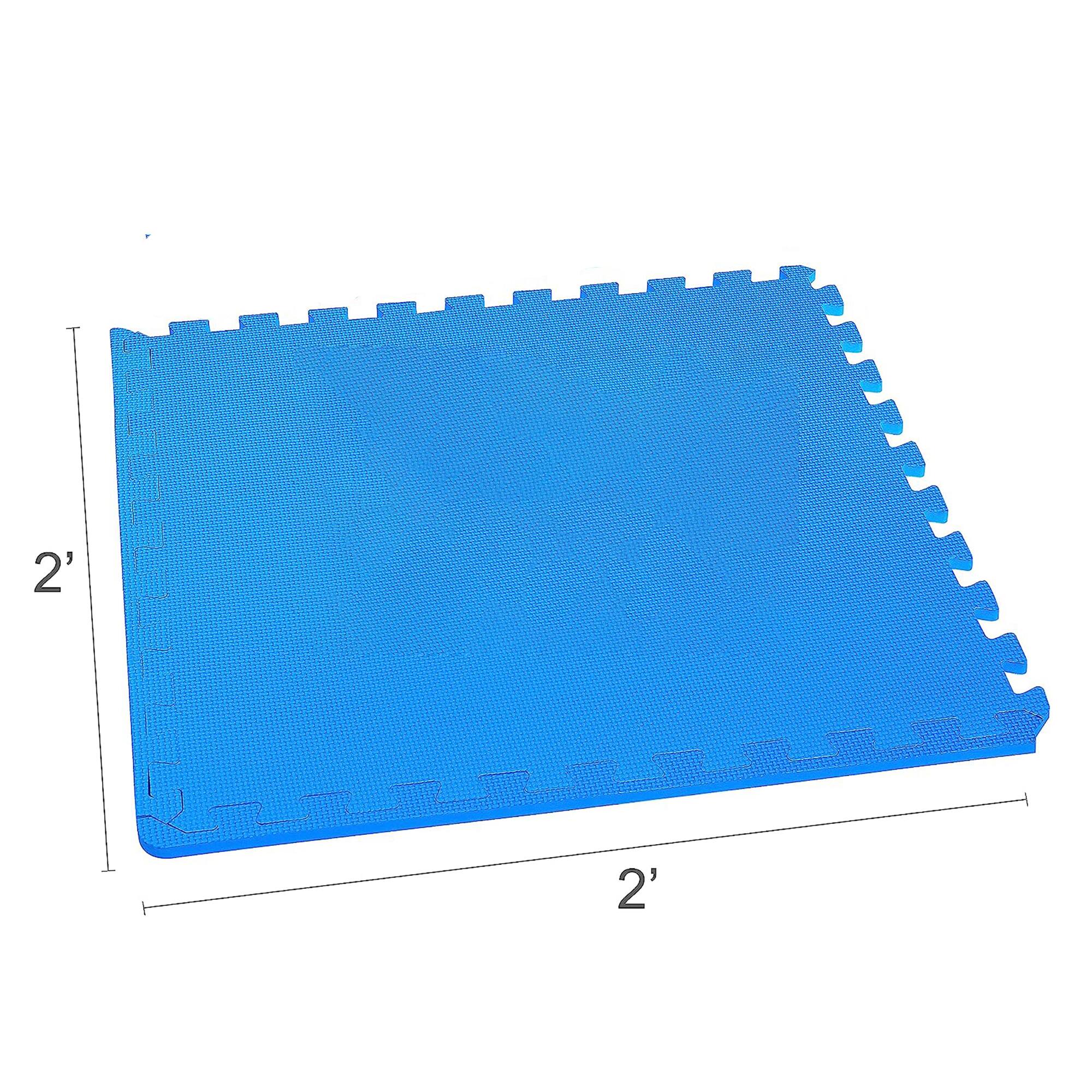 Alt View 4. Everyday Essentials - BalanceFrom Fitness 24 Sq Ft Interlocking EVA Foam Exercise Mat Tiles, Blue - Blue.