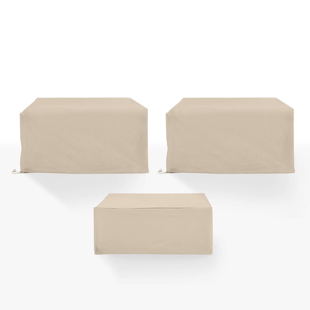 Alt View 1. Crosley Furniture - 3Pc Outdoor Furniture Cover Set - 2 Loveseats & 1 Coffee Table - Tan.