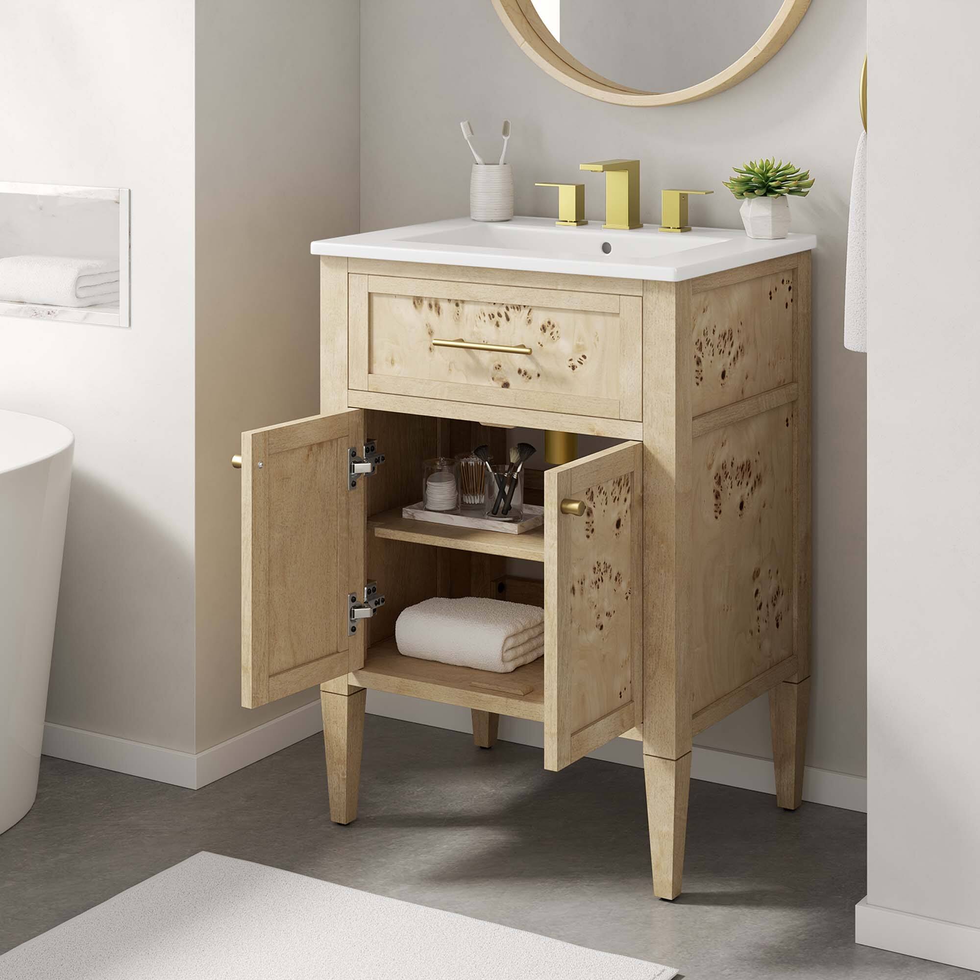 Alt View 1. Modway - Elysian Bathroom Vanity Basin Included by Modway - White Burl.