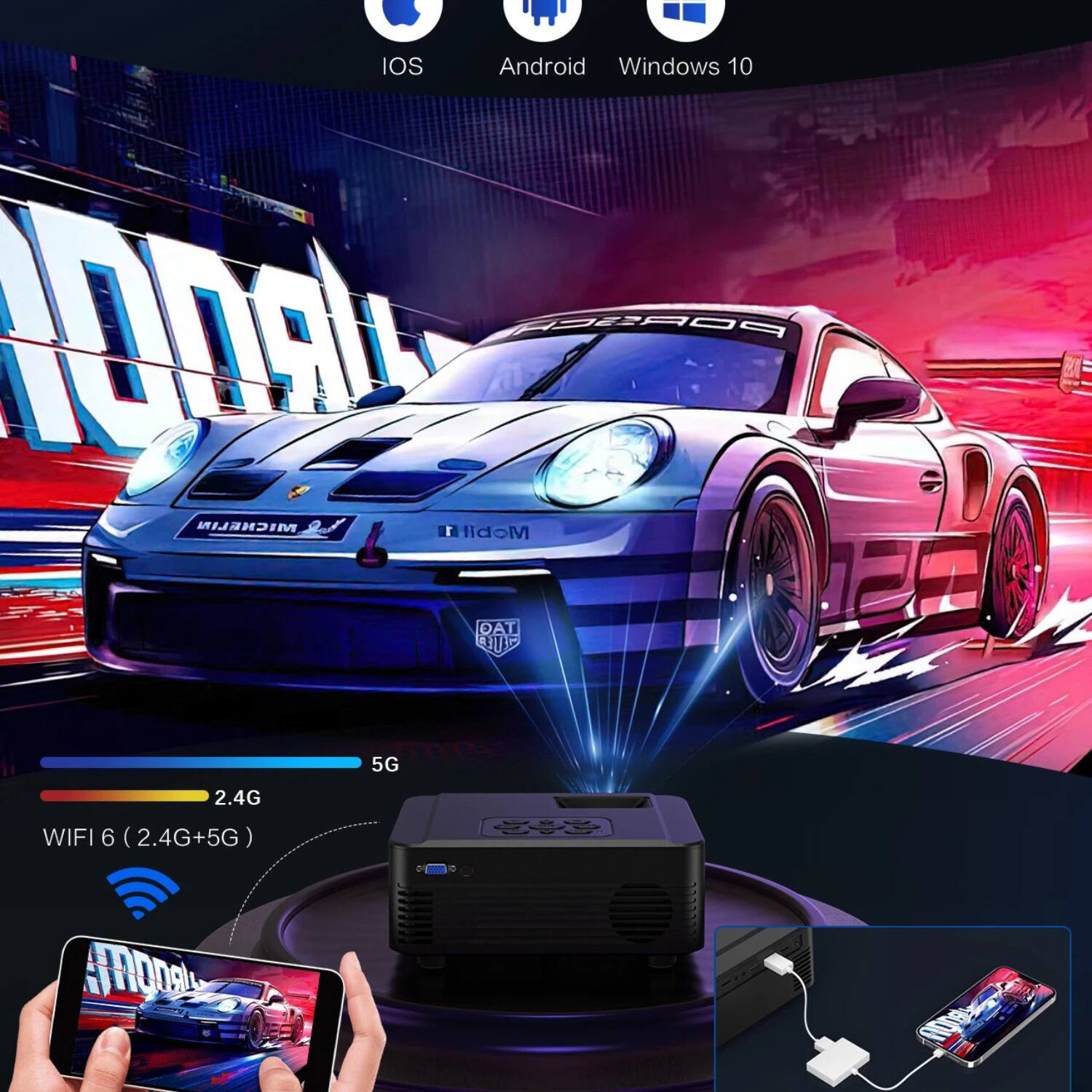 IOS Android Windows 10  
PORTE HPEY MICHELIN 1 Mobi OAT JUP B 2.4G WIFI 6 (2.4G+5G) 5G  
5 o AMOOA  

WIFI 6 (2.4G+5G)  
2.4G  
5G