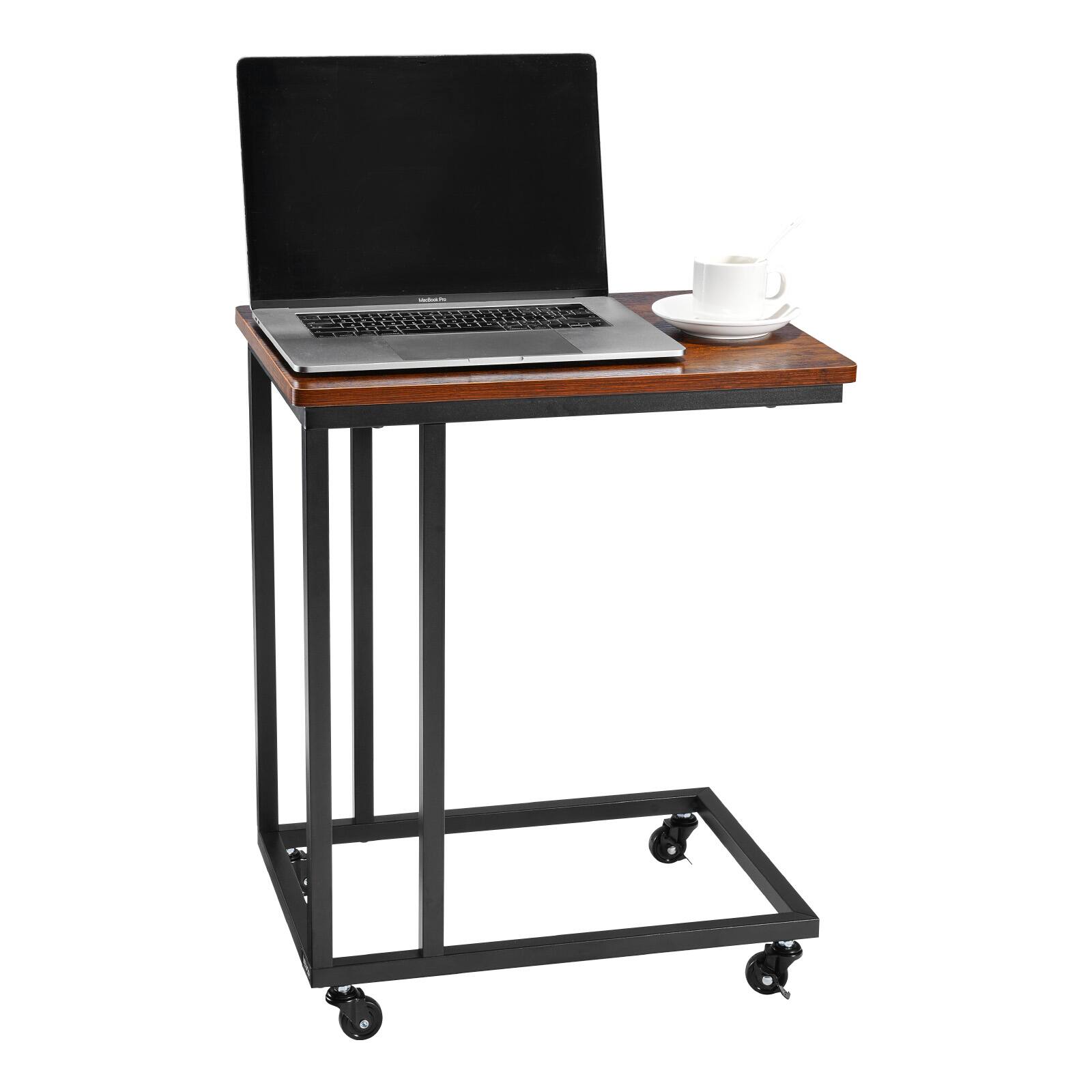 Alt View 5. VEVOR - C Table, C Shaped Sofa Side Table with Metal Frame Rolling Casters, Portable C Shaped End Stand - Rated MDF Board.