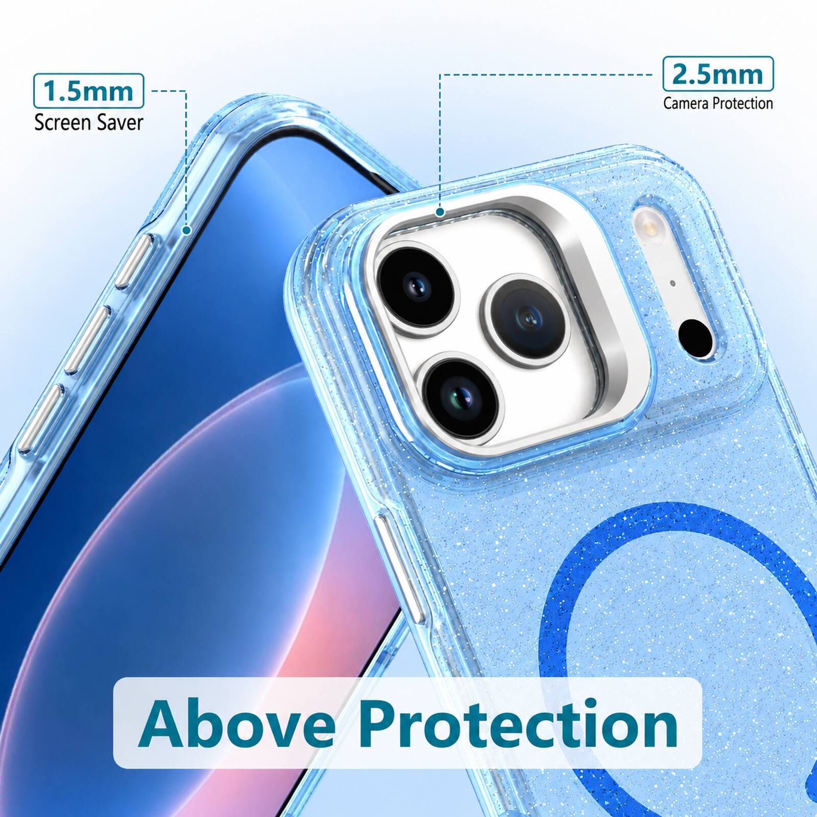 1.5mm Screen Saver  
2.5mm Camera Protection  
Above Protection