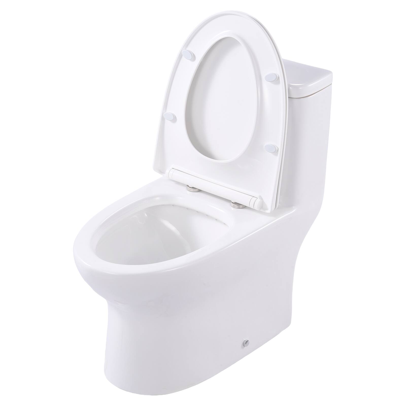 Alt View 5. VEVOR - One-Piece Toilet, Elongated Toilet Vortex Dual-Flush 1.0/1.28 GPF, Toilets for Bathroom with Comfortable Chair Seat - Bright white + silver.