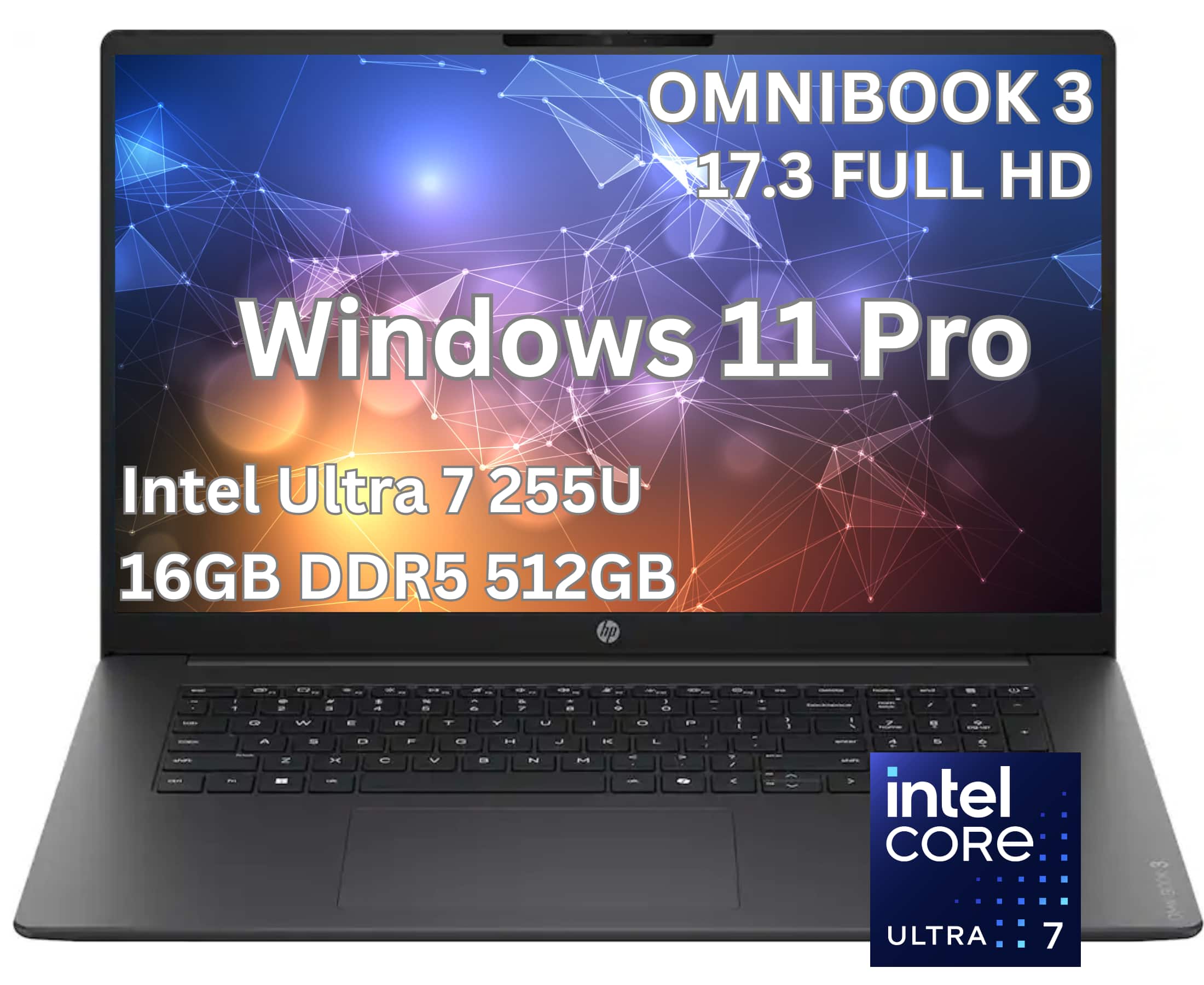 "HP - Upgraded - OmniBook 3 17.3"" Full HD Laptop - Intel Core Ultra 7 (2025) - 16GB Memory - 512GB SSD-Windows 11 Pro - Black" price history on PriceWatchPro
