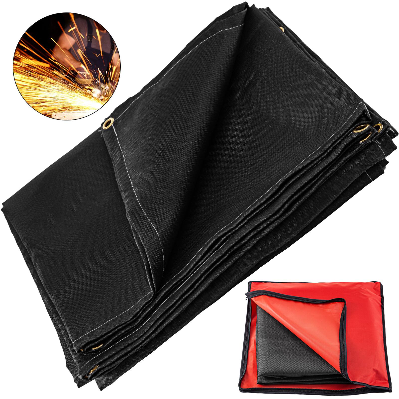 Front. VEVOR - 6 x 10 Ft Welding Blanket Black Fiberglass Blanket Portable Fiberglass Fire Retardant Blanket Welding Mat - Black.