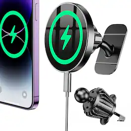 Core Tech - 15W Wireless Car Charger with Magnetic Vent Mount – Fast Qi Charging Phone Holder for iPhone & Android