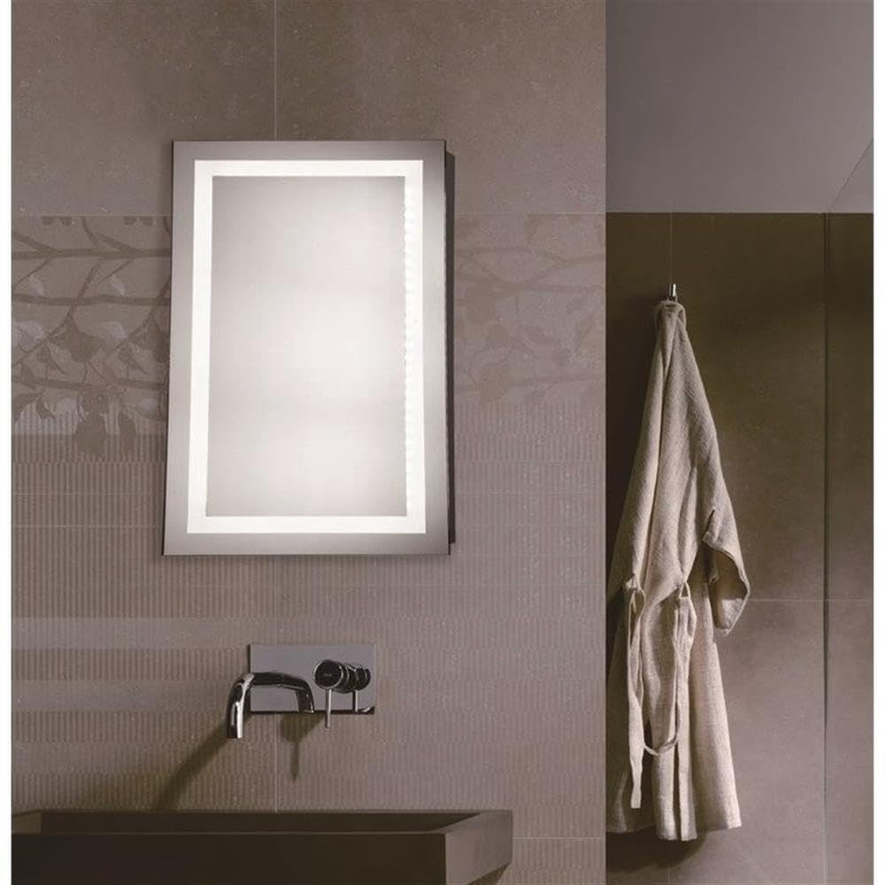 Angle. Elegant Decor - LED Hardwired Mirror Rectangle W20H40 Dimmable 5000K - Glossy White.