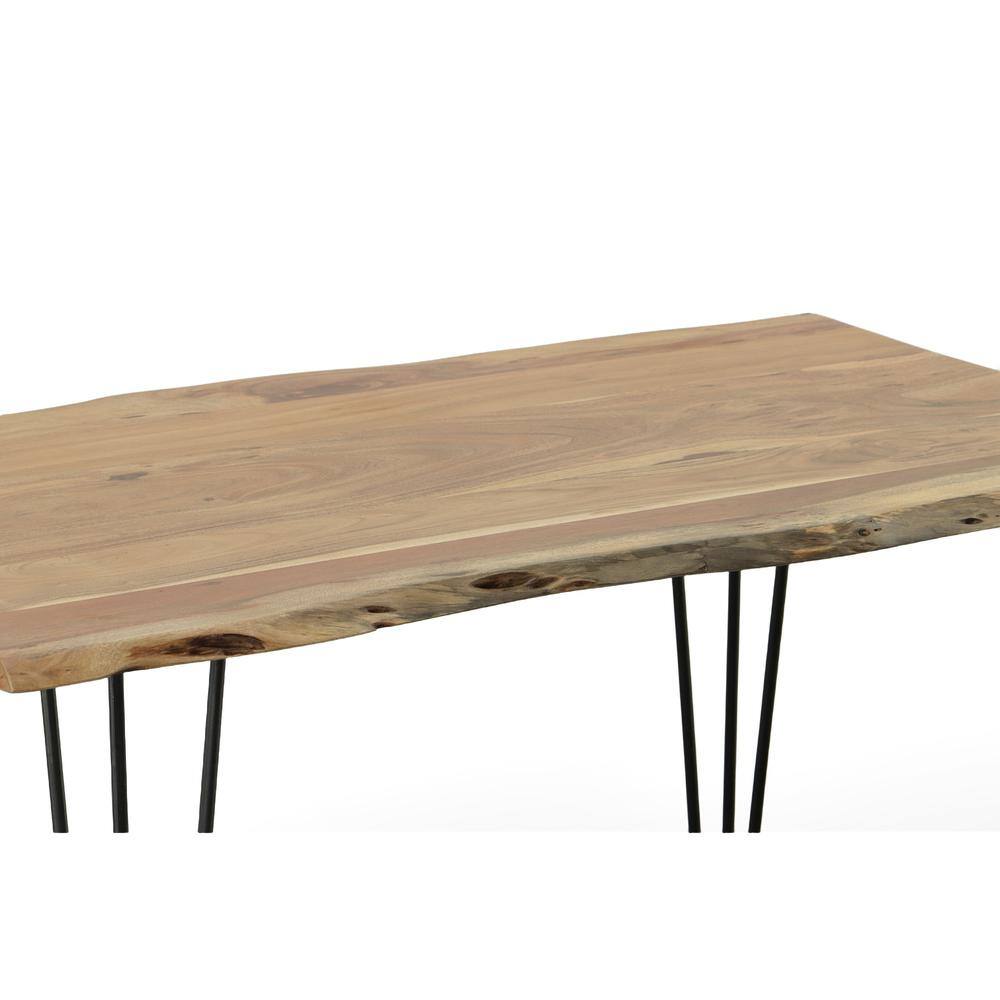 Alt View 3. Carolina Chair & Table - Seti Live Edge Dining Table - Natural Top - Black Base - Brown.