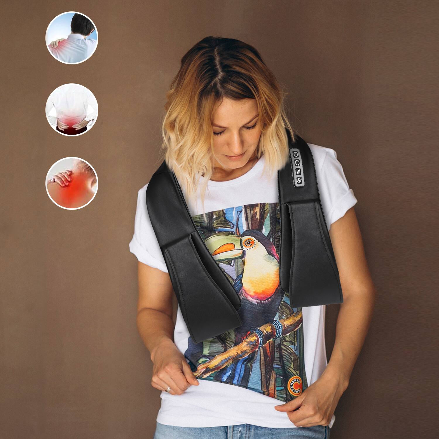 Alt View 5. HOM - Neck, Shoulder & Back Massager with Soothing Heat & Deep Tissue Kneading for Body and Muscle Pain Relief - Black.