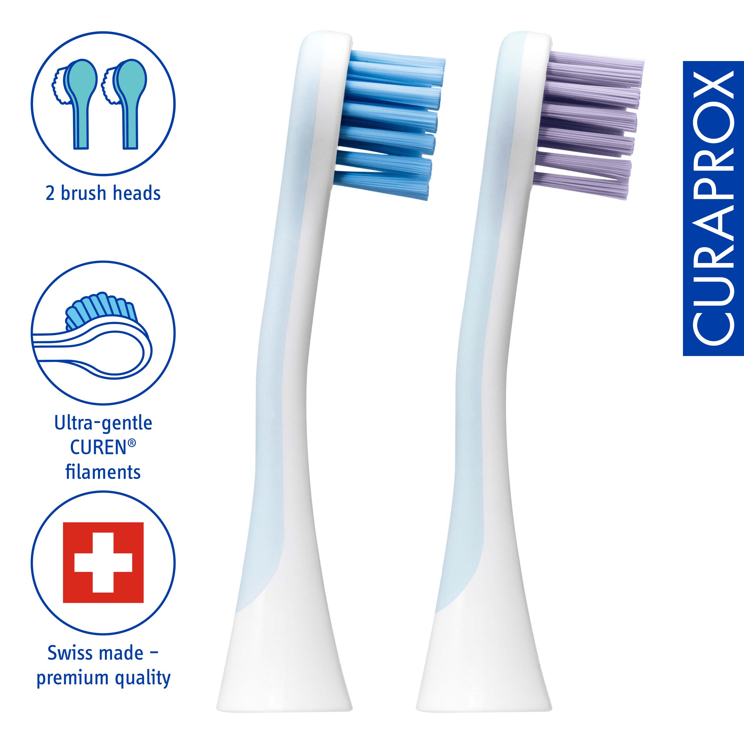 CURAPROX, 2 brush heads, Ultra-gentle CUREN filaments, Swiss made - premium quality